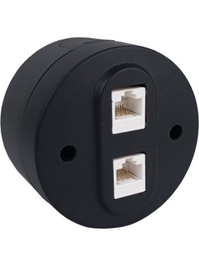 Розетка компьютерная 2-местная OVIVO (RJ45 CAT6), xONE, черный, 406-250000-230