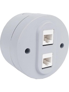 Розетка компьютерная 2-местная OVIVO (RJ45 CAT6), xONE, серый, 406-240000-230