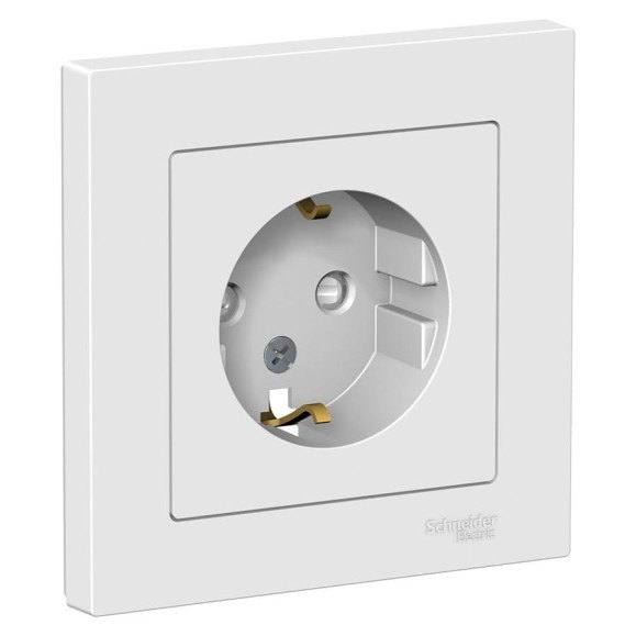 Розетка Systeme Electric (Schneider Electric) ATLAS DESIGN с заземл. защ. шторки 16А в сборе бел. 1240147 ATN000144