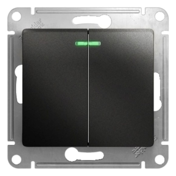2-клавишный механизм выключателя Systeme Electric скрытой проводки Glossa 10А IP20 5а 10AX антрацит GSL000753 2-клавишный механизм выключателя Systeme Electric скрытой проводки Glossa 10А IP20 5а 10AX антрацит GSL000753