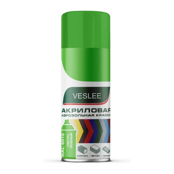 Аэрозольная краска Veslee RAL 6018 светло-зеленая V6018 Аэрозольная краска Veslee RAL 6018 светло-зеленая V6018