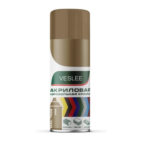 Аэрозольная акриловая краска Veslee RAL 7008 хаки 270гр V7008