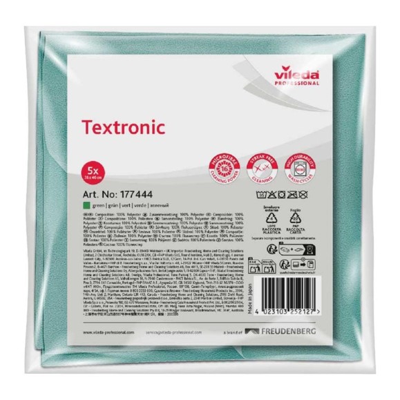 Салфетка Vileda Professional Текстроник, зеленый, 5 шт 177445