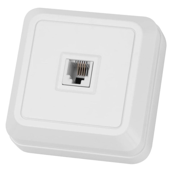 Розетка TDM ELECTRIC TФ (RJ-11) открытой установки IP20, белая серия 