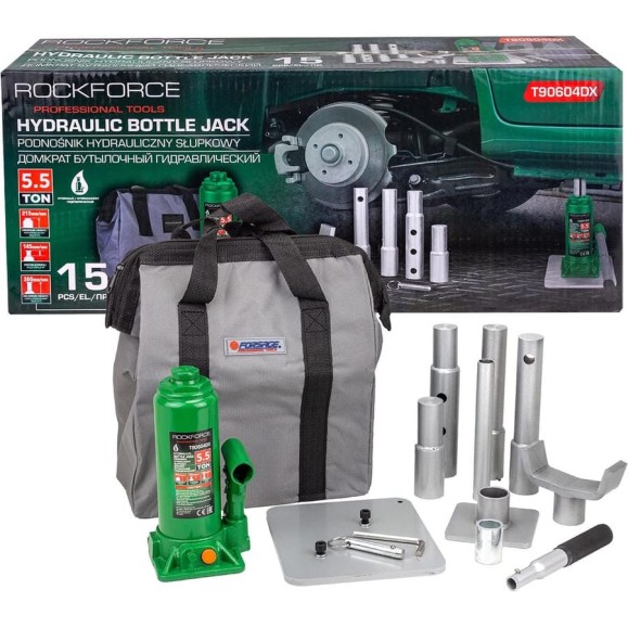 Домкрат бутылочный гидравлический Rockforce 5,5т RF-T90604DX(62597)