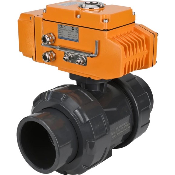 Кран шаровой НПВХ-НПВХ-E-FP-GRM-ISO Ду40 Ру10 DN.ru с электроприводом QT-005 220В (0-10В) Dar D160-66378 Кран шаровой НПВХ-НПВХ-E-FP-GRM-ISO Ду40 Ру10 DN.ru с электроприводом QT-005 220В (0-10В) Dar D160-66378