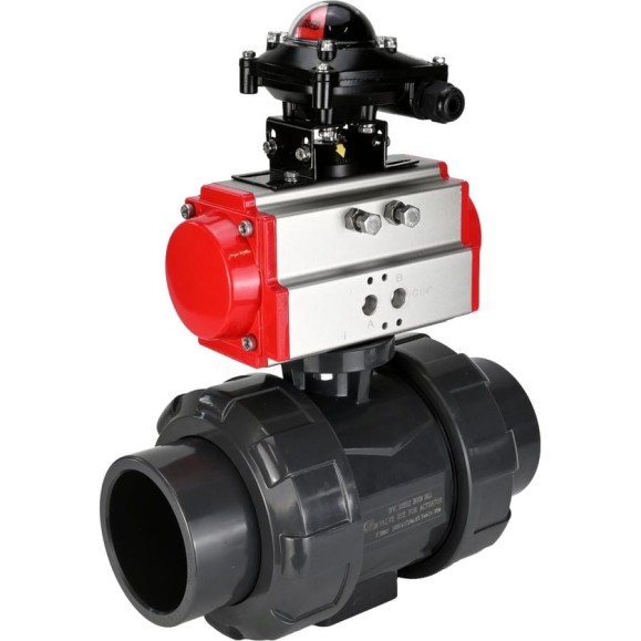 Кран шаровой НПВХ-НПВХ-E-FP-GRM-ISO Ду20 Ру10 DN.ru с пневмоприводом, БКВ D160-67020 Кран шаровой НПВХ-НПВХ-E-FP-GRM-ISO Ду20 Ру10 DN.ru с пневмоприводом, БКВ D160-67020