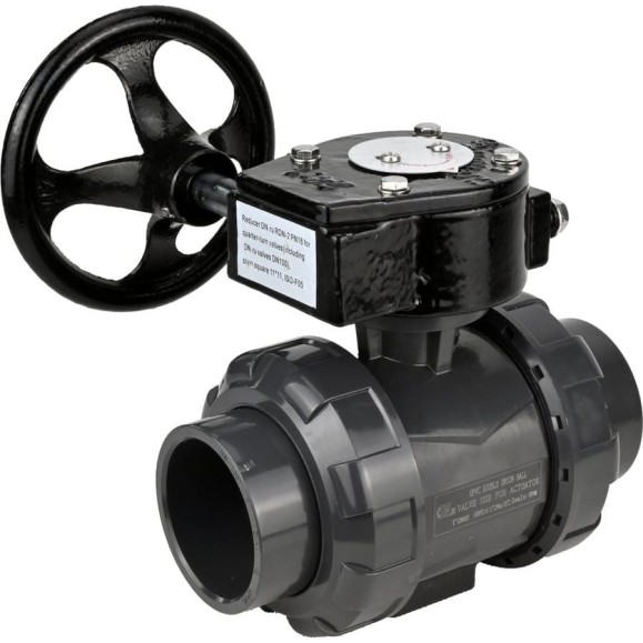 Кран шаровой НПВХ-НПВХ-E-FP-GRM-ISO Ду100 Ру10 DN.ru с редуктором RDN-3 D160-65170 Кран шаровой НПВХ-НПВХ-E-FP-GRM-ISO Ду100 Ру10 DN.ru с редуктором RDN-3 D160-65170