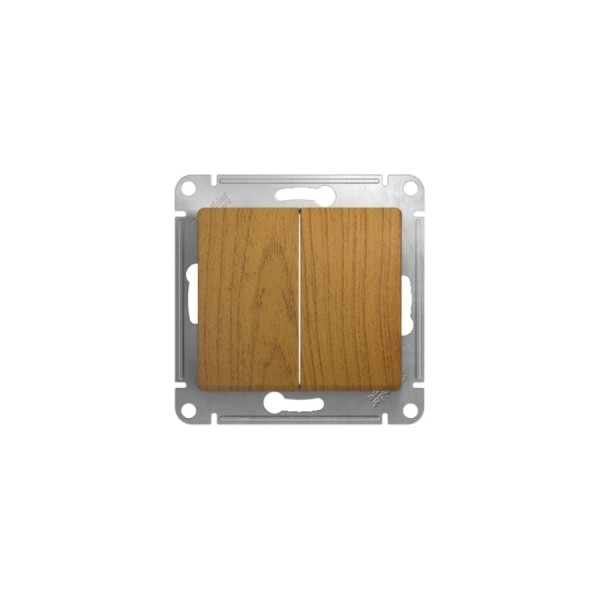 Переключатель Systeme Electric (Schneider Electric) Glossa дерево дуб 2-клавишный, сх.6, 10АХ SE GSL000565 20 шт 13606480659338