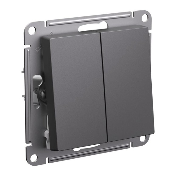 Переключатель Systeme Electric Atlasdesign базальт 2-клавишный, сх.6/2, 10ах, механизм ATN001465 5 шт 4690201025665