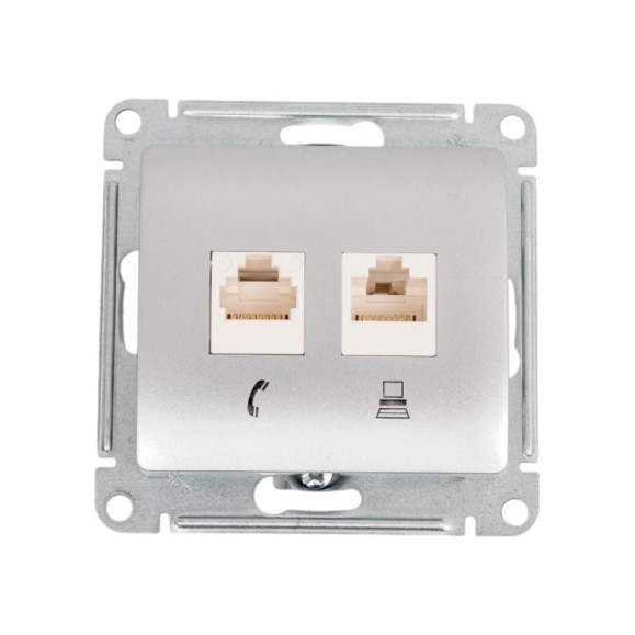 Розетка Systeme Electric (Schneider Electric) Glossa алюминий 2-я RJ11+RJ45, кат.5E SE GSL000385 10 шт 13606480658508 Розетка Systeme Electric (Schneider Electric) Glossa алюминий 2-я RJ11+RJ45, кат.5E SE GSL000385 10 шт 13606480658508