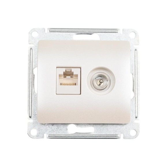 Розетка Systeme Electric (Schneider Electric) Glossa двойная тв + компьютерная rj45, кат. 5е, механизм, перламутр GSL000689 10 шт 13606481813197 Розетка Systeme Electric (Schneider Electric) Glossa двойная тв + компьютерная rj45, кат. 5е, механизм, перламутр GSL000689 10 шт 13606481813197
