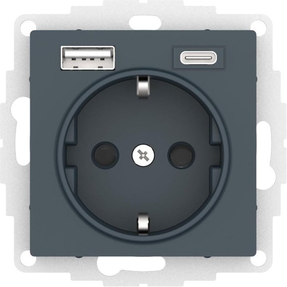 Розетка Systeme Electric (Schneider Electric) Atlasdesign 16а c 2 usb a+c, 5в/2,4а/3,0а, 2x5в/1,5а, механизм, изумруд ATN000832 8 шт 13606482043142