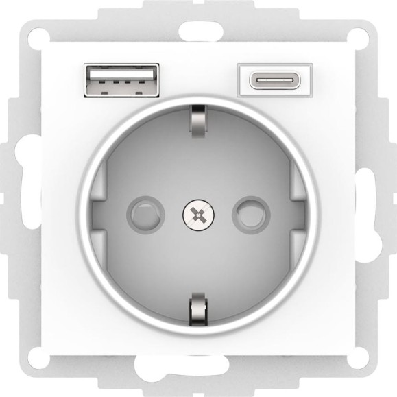 Розетка Systeme Electric (Schneider Electric) AtlasDesign 16А C 2 Usb A+A, 5В/2,4 А, 2x5В/1,2 А белый ATN000132 8 шт 13606489583122