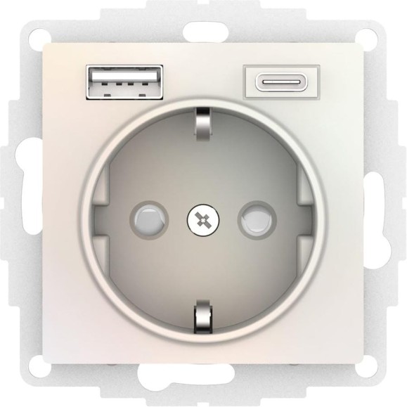 Розетка Systeme Electric (Schneider Electric) Atlasdesign 16а c 2 usb a+c, 5в/2,4а/3,0а, 2x5в/1,5а, механизм, жемчуг ATN000432 8 шт 13606489584334