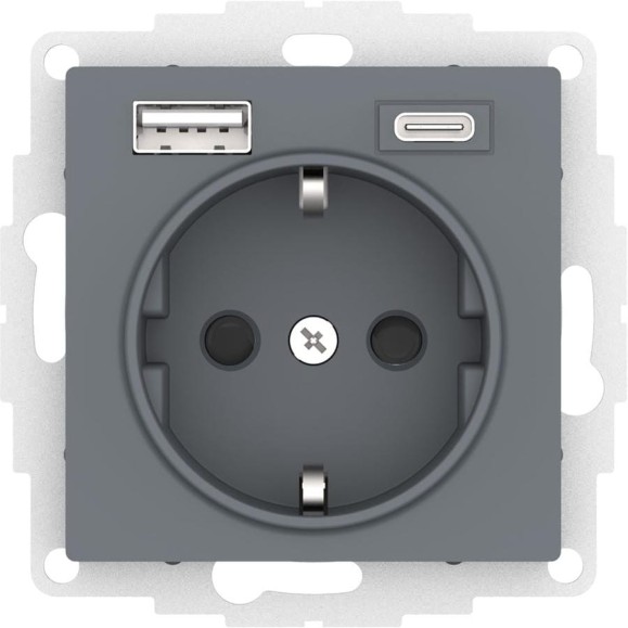 Розетка Systeme Electric (Schneider Electric) Atlasdesign 16а c 2 usb a+c, 5в/2,4а/3,0а, 2x5в/1,5а, механизм, грифель ATN000732 8 шт 13606482043135