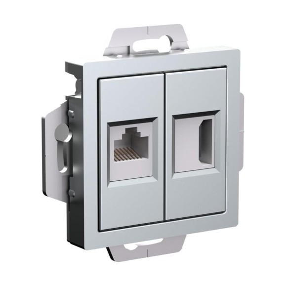Розетка Systeme Electric Atlasdesign алюминий двойная hdmi+rj45, кат.5е, механизм ATN000382 10 шт 4690201022022