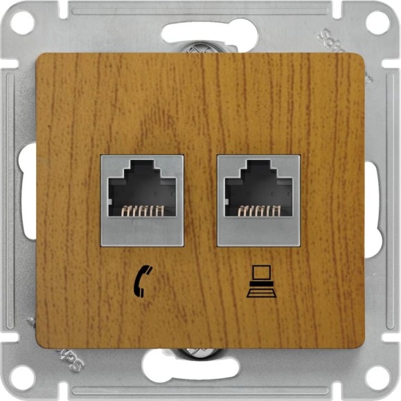 Розетка Systeme Electric (Schneider Electric) Glossa двойная rj11+rj45, кат.5e, механизм, дерево дуб GSL000585 10 шт 13606480659437 Розетка Systeme Electric (Schneider Electric) Glossa двойная rj11+rj45, кат.5e, механизм, дерево дуб GSL000585 10 шт 13606480659437
