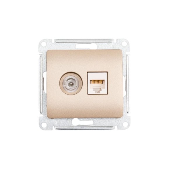 Розетка Systeme Electric (Schneider Electric) Glossa двойная тв + компьютерная rj45, кат. 5е, механизм, титан GSL000489 10 шт 13606481813173
