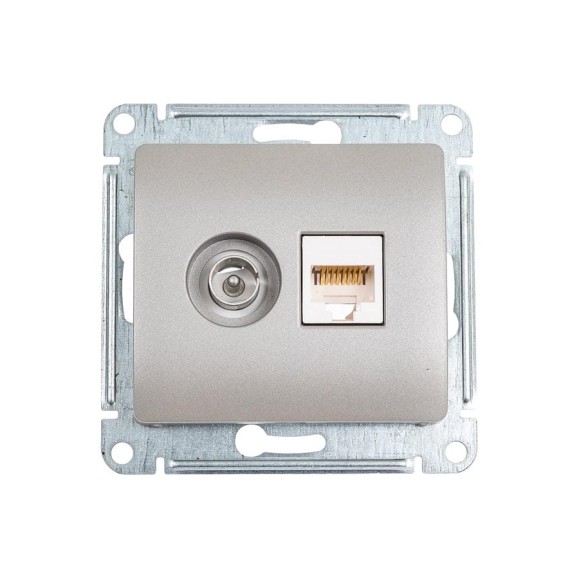 Розетка Systeme Electric (Schneider Electric) Glossa двойная тв + компьютерная rj45, кат. 5е, механизм, платина GSL001289 5 шт 13606481813258 Розетка Systeme Electric (Schneider Electric) Glossa двойная тв + компьютерная rj45, кат. 5е, механизм, платина GSL001289 5 шт 13606481813258