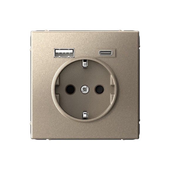 Розетка Systeme Electric ArtGallery шампань 16А с 2 USB A+C, 5В/2,4А/3,0А, 2x5В/1,5А, механизм GAL000532 8 шт 4690201030140