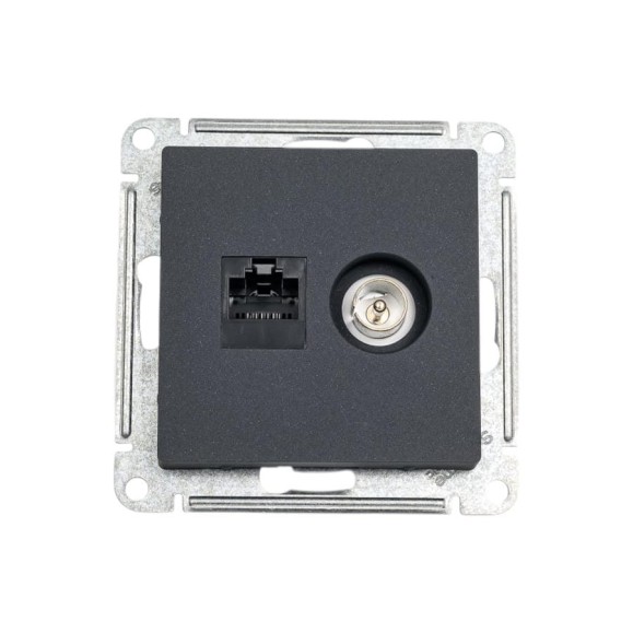 Розетка Systeme Electric Atlasdesign базальт двойная тв + компьютерная rj45, кат. 5е ATN001489 5 шт 4690201025986