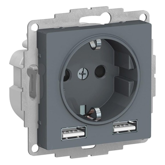 Розетка Systeme Electric (Schneider Electric) AtlasDesign Грифиль SO + USB A+A, 5В/2,4А, 2x5В/1,2А SE ATN000730 8 шт 13606481717914 Розетка Systeme Electric (Schneider Electric) AtlasDesign Грифиль SO + USB A+A, 5В/2,4А, 2x5В/1,2А SE ATN000730 8 шт 13606481717914