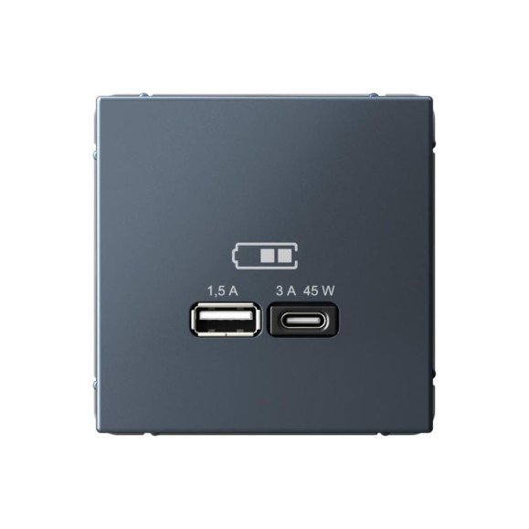 Розетка Systeme Electric ArtGallery грифель USB A + тип-C 45Вт высокоскоростная зарядка QC, PD, механизм GAL000729 8 шт 4690201034582