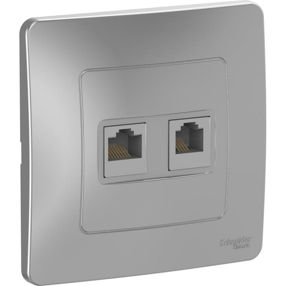 Розетка Systeme Electric (Schneider Electric) Blanca с/у двойная: компютерная rj45, кат.5e + телефон. rj11, алюминий BLNIS045113 10 шт 13606481195217 Розетка Systeme Electric (Schneider Electric) Blanca с/у двойная: компютерная rj45, кат.5e + телефон. rj11, алюминий BLNIS045113 10 шт 13606481195217