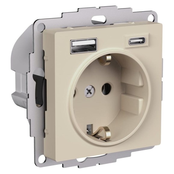 Розетка Systeme Electric Atlasdesign песочный 16а c 2 usb a+с, 5в/2,4а, 2x5в/1,2а ATN001232 8 шт 4690201022107