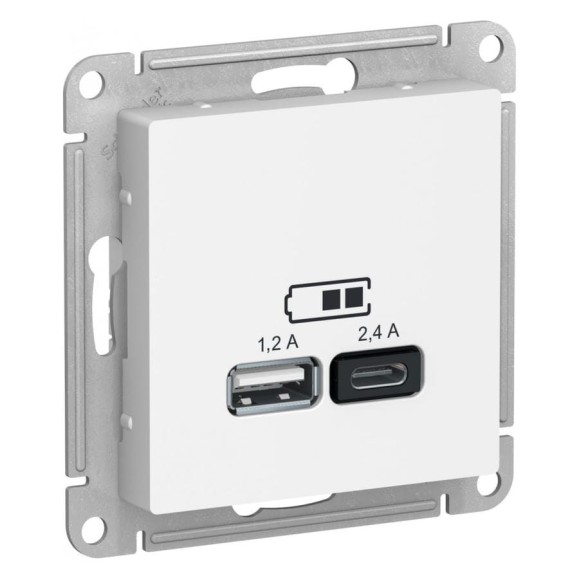 Розетка Systeme Electric Atlasdesign лотос usb а+с, 5в/2,4 а, 2x5в/1,2 а, механизм ATN001339 8 шт 4690201025122