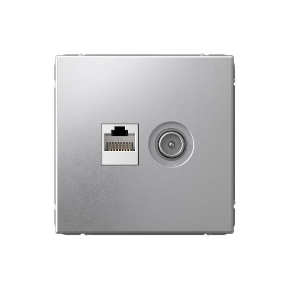 Розетка Systeme Electric ArtGallery алюминий двойная ТВ + компьютерная RJ45, кат. 5Е GAL000389 5 шт 4690201036081