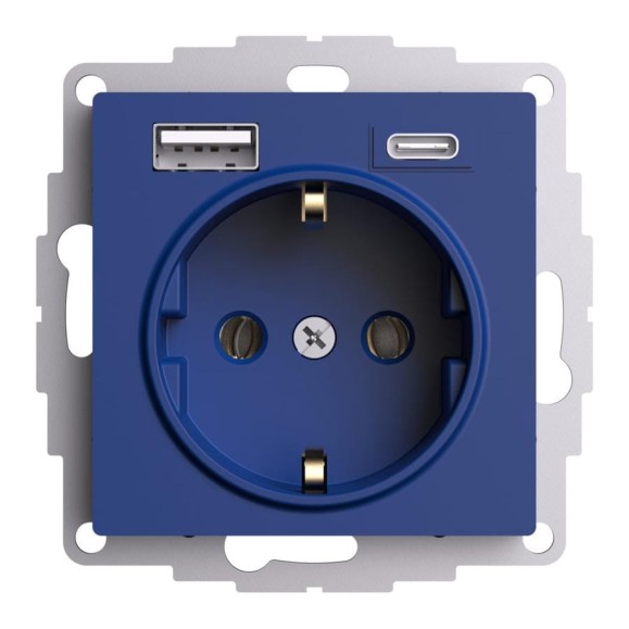 Розетка Systeme Electric Atlasdesign аквамарин 16а c 2 usb a+с, 5в/2,4а, 2x5в/1,2а ATN001132 8 шт 4690201022084