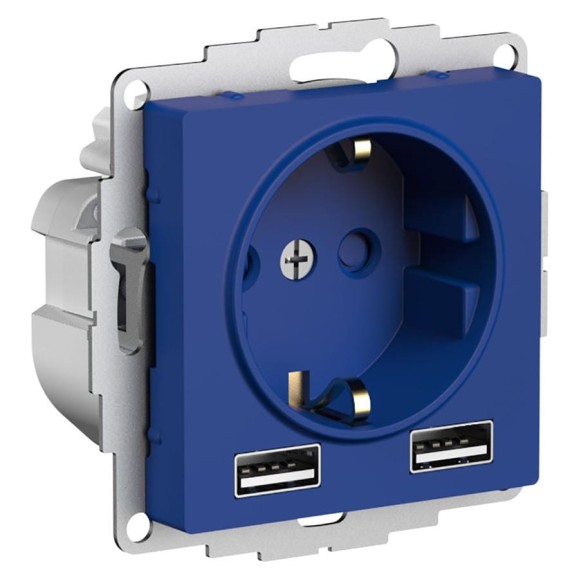 Розетка Systeme Electric Atlasdesign аквамарин 16а c 2 usb a+a, 5в/2,4а, 2x5в/1,2а ATN001130 8 шт 13606485820429