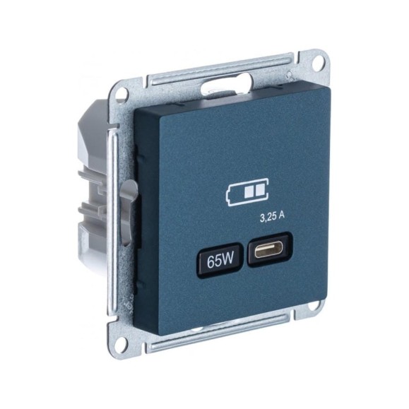 Розетка Systeme Electric (Schneider Electric) Atlasdesign usb тип-c 65w высокоскоростная зарядка qc, pd, механизм, изумруд ATN000827 8 шт 13606485815463