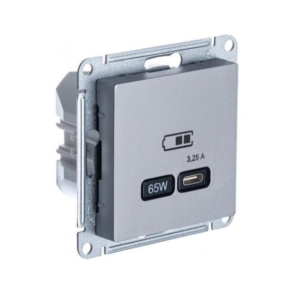 Розетка Systeme Electric (Schneider Electric) Atlasdesign usb тип-c 65w высокоскоростная зарядка qc, pd, механизм, сталь ATN000927 8 шт 13606485815470