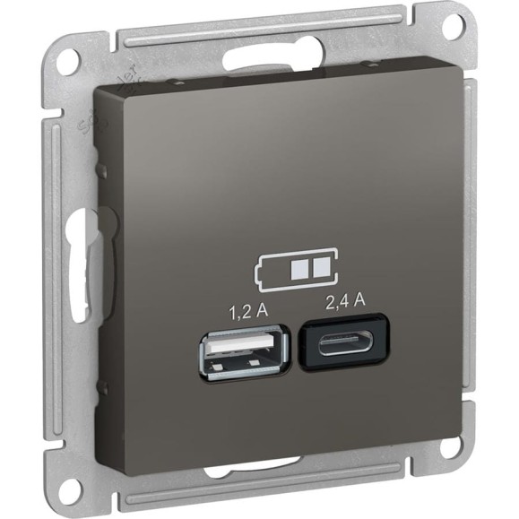Розетка Systeme Electric (Schneider Electric) AtlasDesign Сталь USB A+С, 5В/2,4 А, 2х5В/1,2 А, механизм ATN000939 8 шт 13606489710863 Розетка Systeme Electric (Schneider Electric) AtlasDesign Сталь USB A+С, 5В/2,4 А, 2х5В/1,2 А, механизм ATN000939 8 шт 13606489710863