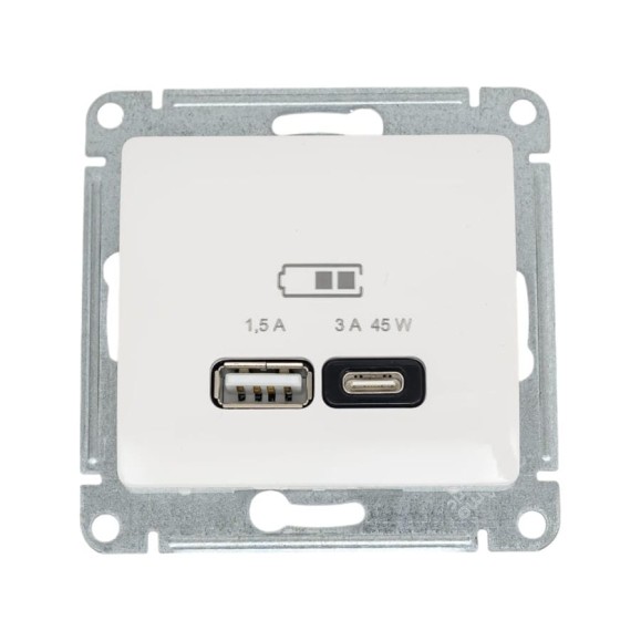 Розетка Systeme Electric (Schneider Electric) Glossa usb a + тип-c 45w высокоскоростная зарядка qc, pd, механизм, молочный GSL000929 8 шт 13606482211343 Розетка Systeme Electric (Schneider Electric) Glossa usb a + тип-c 45w высокоскоростная зарядка qc, pd, механизм, молочный GSL000929 8 шт 13606482211343