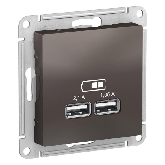 Розетка Systeme Electric (Schneider Electric) AtlasDesign Мокко USB, 5В, 1 порт x 2,1 А, 2 порта х 1,05 А SE ATN000633 8 шт 13606489702080 Розетка Systeme Electric (Schneider Electric) AtlasDesign Мокко USB, 5В, 1 порт x 2,1 А, 2 порта х 1,05 А SE ATN000633 8 шт 13606489702080