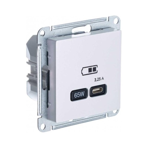 Розетка Systeme Electric (Schneider Electric) USB ATLASDESIGN тип-C 65W высокоскоростная зарядка QC, PD, механизм, ЖЕМЧУГ ATN000427 8 шт 13606485815425