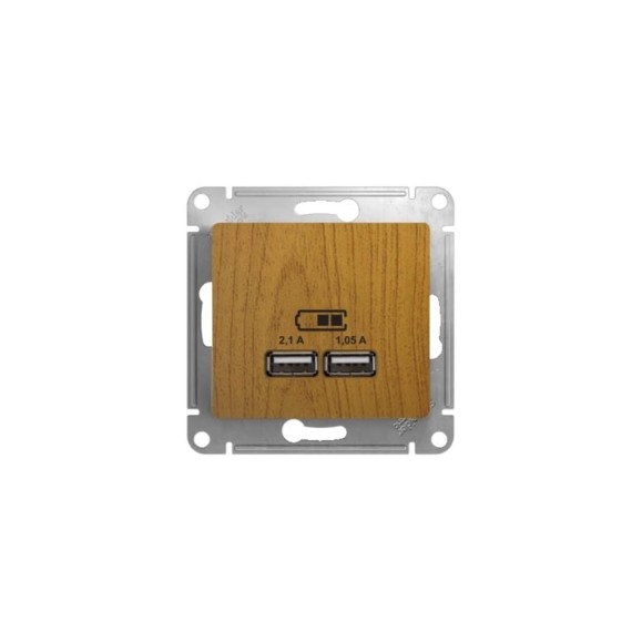 Розетка Systeme Electric (Schneider Electric) Glossa Дерево дуб USB 5В/2100мА, 2х5В/1050мА GSL000533 SE GSL000533 6 шт 13606481283440