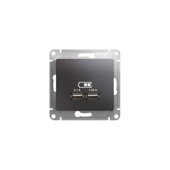 Розетка Systeme Electric (Schneider Electric) Glossa Графит USB 5В/2100мА, 2х5В/1050мА GSL001333 SE GSL001333 6 шт 13606481283525 Розетка Systeme Electric (Schneider Electric) Glossa Графит USB 5В/2100мА, 2х5В/1050мА GSL001333 SE GSL001333 6 шт 13606481283525