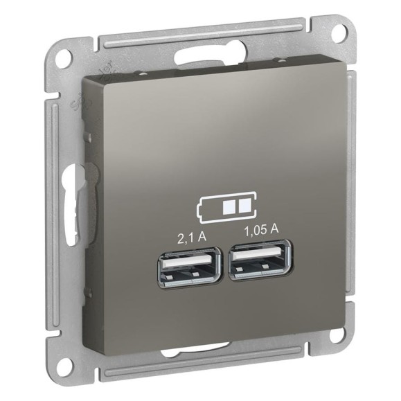 Розетка Systeme Electric (Schneider Electric) AtlasDesign Сталь USB, 5В, 1 порт x 2,1 А, 2 порта х 1,05 А SE ATN000933 8 шт 13606489703049 Розетка Systeme Electric (Schneider Electric) AtlasDesign Сталь USB, 5В, 1 порт x 2,1 А, 2 порта х 1,05 А SE ATN000933 8 шт 13606489703049