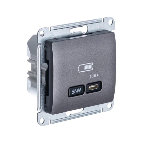 Розетка Systeme Electric (Schneider Electric) Glossa usb тип-c 65w высокоскоростная зарядка qc, pd, механизм, графит GSL001327 8 шт 13606485815616 Розетка Systeme Electric (Schneider Electric) Glossa usb тип-c 65w высокоскоростная зарядка qc, pd, механизм, графит GSL001327 8 шт 13606485815616