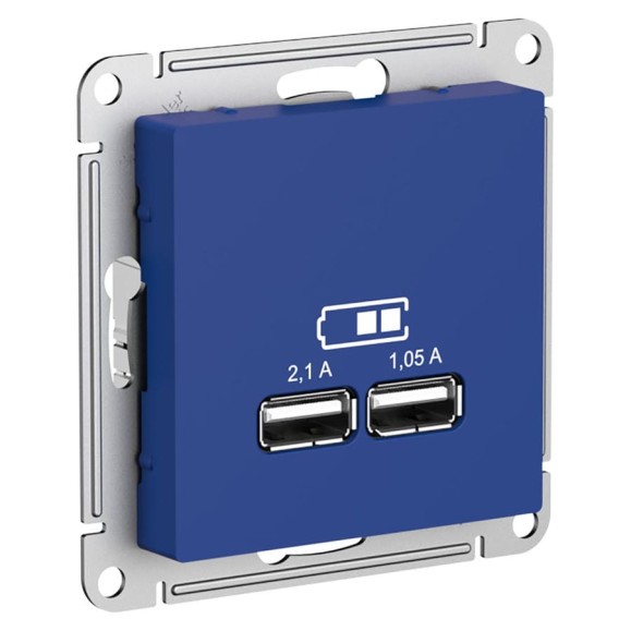 Розетка Systeme Electric Atlasdesign аквамарин usb 2-ая, 5в, 2,1 а ATN001133 8 шт 13606485820603