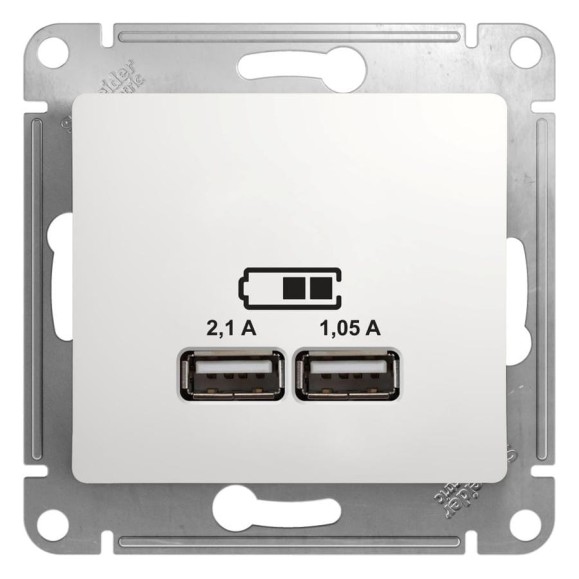Розетка Systeme Electric (Schneider Electric) Glossa Бел USB 5В/2100мА, 2х5В/1050мА GSL000133 SE GSL000133 6 шт 13606481283402 Розетка Systeme Electric (Schneider Electric) Glossa Бел USB 5В/2100мА, 2х5В/1050мА GSL000133 SE GSL000133 6 шт 13606481283402