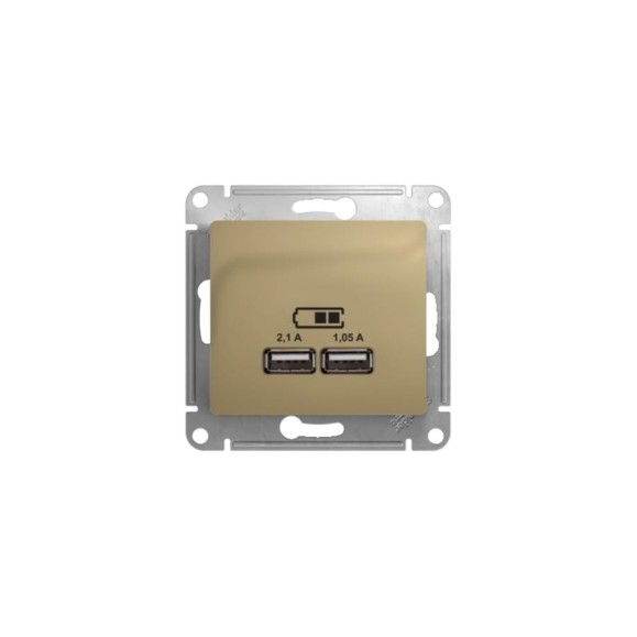 Розетка Systeme Electric (Schneider Electric) Glossa Титан USB 5В/2100мА, 2х5В/1050мА GSL000433 SE GSL000433 6 шт 13606481283433