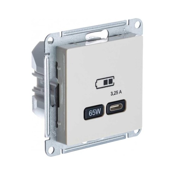 Розетка Systeme Electric (Schneider Electric) USB ATLASDESIGN тип-C 65W высокоскоростная зарядка QC, PD, механизм, БЕЖЕВЫЙ ATN000227 8 шт 13606485815401