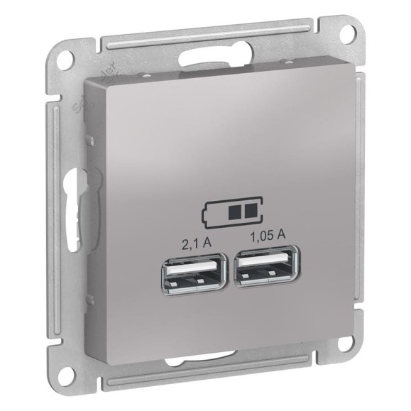 Розетка Systeme Electric (Schneider Electric) AtlasDesign Алюминий USB, 5В, 1 порт x 2,1 А, 2 порта х 1,05 А SE ATN000333 8 шт 13606489701908 Розетка Systeme Electric (Schneider Electric) AtlasDesign Алюминий USB, 5В, 1 порт x 2,1 А, 2 порта х 1,05 А SE ATN000333 8 шт 13606489701908