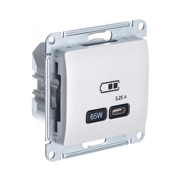 Розетка Systeme Electric (Schneider Electric) USB GLOSSA тип-C 65W высокоскоростная зарядка QC, PD, механизм, ПЕРЛАМУТР GSL000627 8 шт 13606485815548